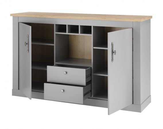 Sideboard Rideau in grau und Artisan Eiche Landhaus Kommode 166 x 100 cm