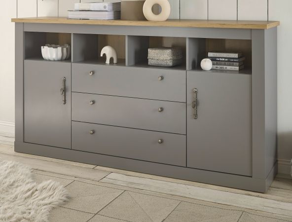 Sideboard Rideau in grau und Artisan Eiche Landhaus Kommode 198 x 104 cm