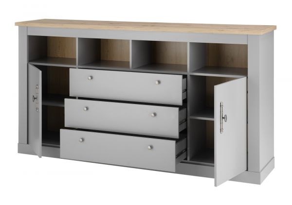 Sideboard Rideau in grau und Artisan Eiche Landhaus Kommode 198 x 104 cm