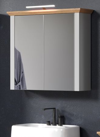 Badezimmer Spiegelschrank Landside in grau und Eiche Artisan Landhaus Badschrank 2-trig 78 x 73 cm
