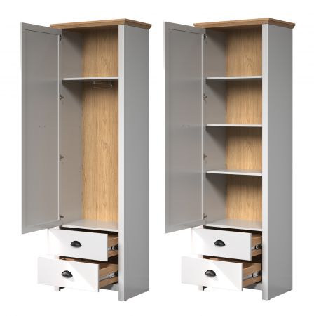 Garderobenschrank Landside in grau und Eiche Artisan Landhaus Garderobe oder groer Schuhschrank 65 x 201 cm