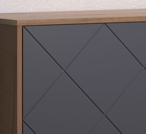 TV-Lowboard Montez in Graphite grau und Eiche Kraft Gold TV Unterteil 186 x 56 cm
