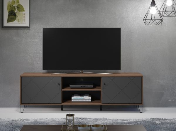 TV-Lowboard Montez in Graphite grau und Eiche Kraft Gold TV Unterteil 186 x 56 cm