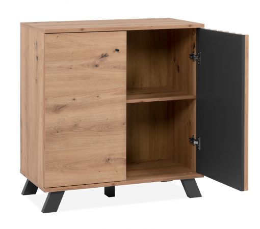 Kommode Medan in Artisan Eiche und Anthrazit mit 3D-Lamellen Wohn- und Esszimmer Sideboard 80 cm