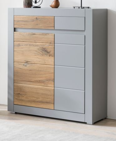 Kommode Tamaris in Platingrau matt und Zinneiche Wohn- und Esszimmer Highboard 100 x 113 cm