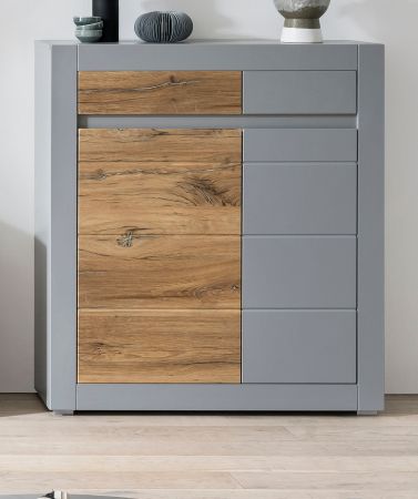 Kommode Tamaris in Platingrau matt und Zinneiche Wohn- und Esszimmer Highboard 100 x 113 cm