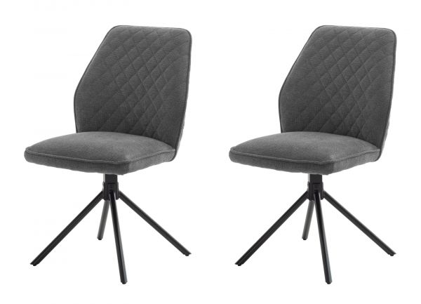 2 x Stuhl Acandi in grau Chenille-Optik 4-Fustuhl 180 drehbar Esszimmerstuhl 2er Set mit Komfortsitzhhe