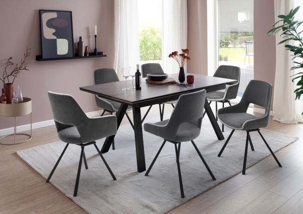 2 x Stuhl Bayonne in cappuccino Vintage-Look 4-Fustuhl 180 drehbar Esszimmerstuhl 2er Set mit Komfortsitzhhe