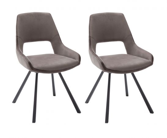 2 x Stuhl Bayonne in cappuccino Vintage-Look 4-Fustuhl 180 drehbar Esszimmerstuhl 2er Set mit Komfortsitzhhe