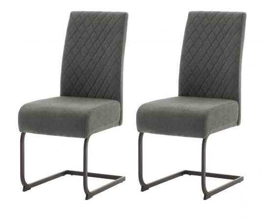 2 x Stuhl Derry in anthrazit Chenille-Optik Freischwinger mit Komfortsitzhhe und Federkern 2er Set