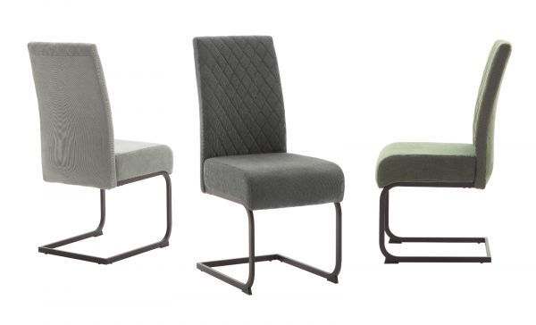 2 x Stuhl Derry in anthrazit Chenille-Optik Freischwinger mit Komfortsitzhhe und Federkern 2er Set