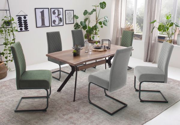 2 x Stuhl Derry in anthrazit Chenille-Optik Freischwinger mit Komfortsitzhhe und Federkern 2er Set