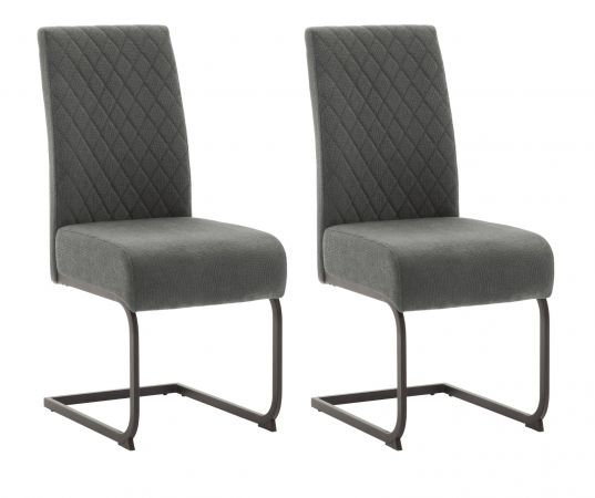 2 x Stuhl Derry in anthrazit Chenille-Optik Freischwinger mit Komfortsitzhhe und Federkern 2er Set