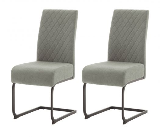 2 x Stuhl Derry in grau Chenille-Optik Freischwinger mit Komfortsitzhhe und Federkern 2er Set