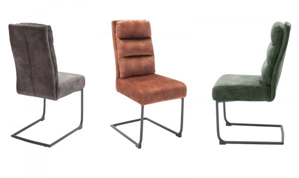 2 x Stuhl Lampang in anthrazit Vintage Velours-Optik Freischwinger mit Taschenfederkern Esszimmerstuhl 2er Set
