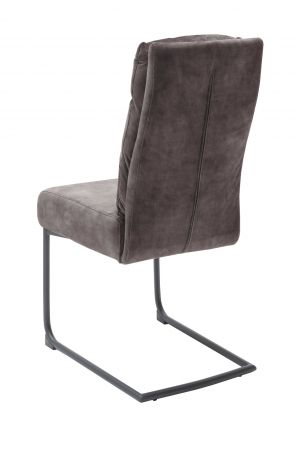 2 x Stuhl Lampang in anthrazit Vintage Velours-Optik Freischwinger mit Taschenfederkern Esszimmerstuhl 2er Set