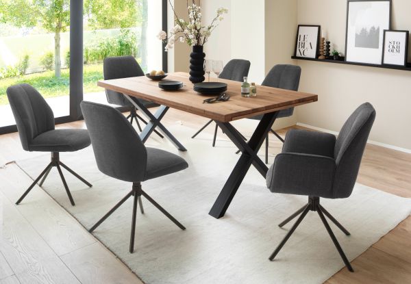 2 x Stuhl Pemba in anthrazit 180 drehbar Esszimmerstuhl 2er Set mit Komfortsitzhhe