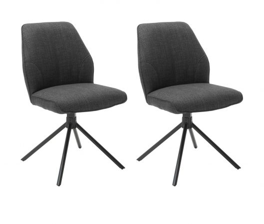 2 x Stuhl Pemba in anthrazit 180 drehbar Esszimmerstuhl 2er Set mit Komfortsitzhhe