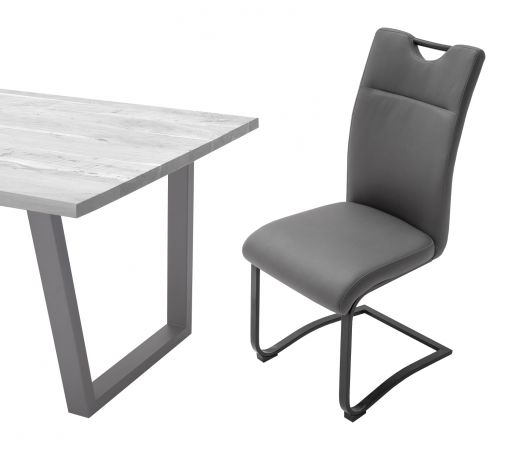 2 x Stuhl Zapara in anthrazit Mikrofaser Freischwinger Esszimmerstuhl 2er Set mit Komfortsitzhhe