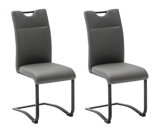 2 x Stuhl Zapara in anthrazit Mikrofaser Freischwinger Esszimmerstuhl 2er Set mit Komfortsitzhhe