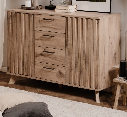 Kommode Wellington in Schweden Eiche mit 3D-Reliefoptik Wohn- und Esszimmer Sideboard 127 x 85 cm