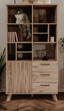 Highboard Wellington in Schweden Eiche mit 3D-Reliefoptik Wohn- und Esszimmer Regalschrank 85 x 160 cm