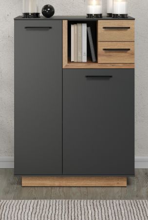 Flurkommode Synnax in grau und Evoke Eiche Flur Diele Kommode 80 x 113 cm