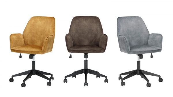 Brostuhl O-Ottawa in curry Velvet mit Armlehne Schreibtischstuhl fr Homeoffice und Bro