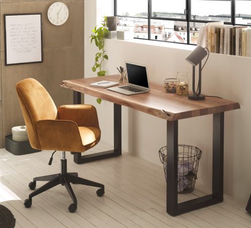 Brostuhl O-Ottawa in curry Velvet mit Armlehne Schreibtischstuhl fr Homeoffice und Bro