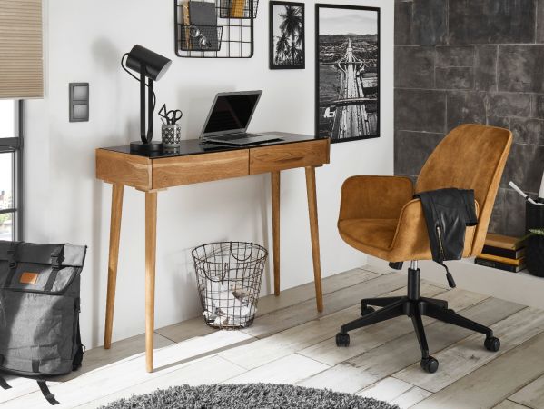 Brostuhl O-Ottawa in curry Velvet mit Armlehne Schreibtischstuhl fr Homeoffice und Bro