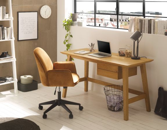 Brostuhl O-Ottawa in curry Velvet mit Armlehne Schreibtischstuhl fr Homeoffice und Bro