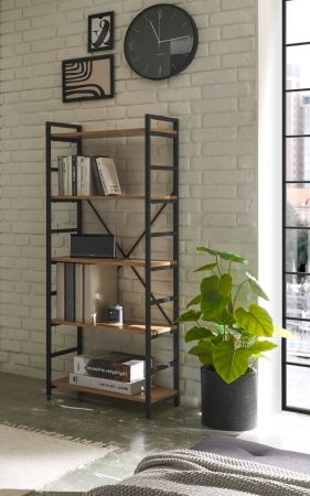 Regal Branca in schwarz und Wildeiche Standregal fr Homeoffice und Bro 60 x 151 cm