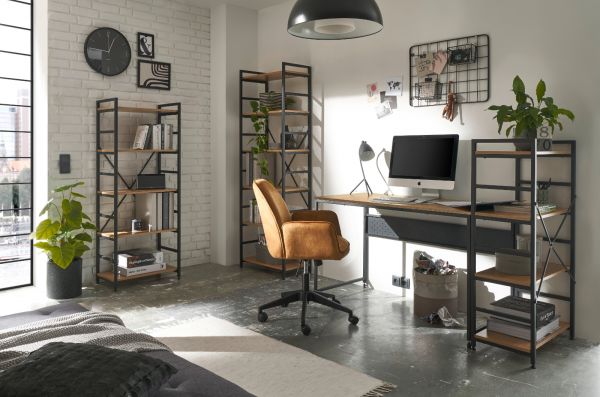 Regal Branca in schwarz und Wildeiche Standregal fr Homeoffice und Bro 60 x 151 cm