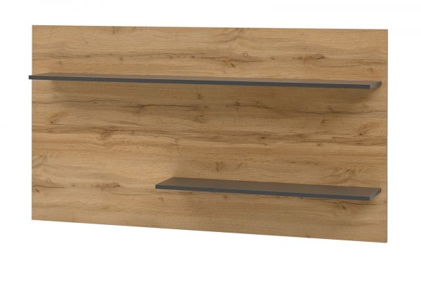 Wandregal Center in Wotan Eiche und grau matt Wandpaneel fr Homeoffice und Bro 155 x 80 cm