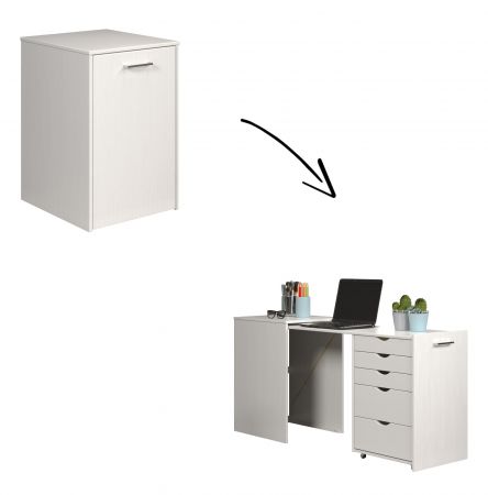 Schreibtisch Volterra in wei Massivholz Kiefer lackiert Kommode ausziehbar zum Laptoptisch fr Homeoffice 57 - 163 cm