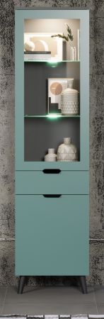 Vitrine Melton in dusk blue und grau Wohn- und Esszimmer Vitrinenschrank 49 x 195 cm