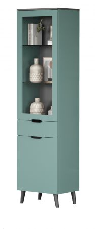 Vitrine Melton in dusk blue und grau Wohn- und Esszimmer Vitrinenschrank 49 x 195 cm