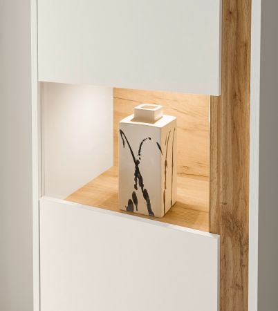 Aktenschrank Set Center in wei und Wotan Eiche Vitrine und Regal fr Homeoffice 70 x 200 cm