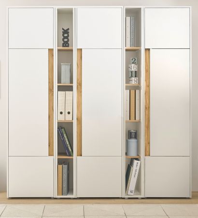 Aktenschrank Set Center in wei und Wotan Eiche 3 x Stauraumschrank und 2 x Regal fr Homeoffice 190 x 200 cm