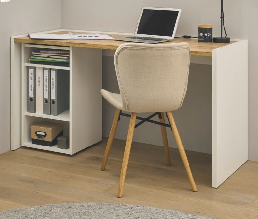 Brombel Set Center in wei und Wotan Eiche mit Schreibtisch und Aktenregal fr Homeoffice