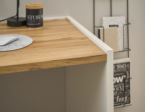 Brombel Set Center in wei und Wotan Eiche mit Schreibtisch, Kommode und Aktenregal fr Homeoffice