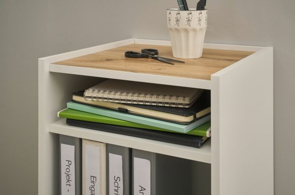Brombel Set Center in wei und Wotan Eiche mit Schreibtisch, Kommode und Aktenregal fr Homeoffice