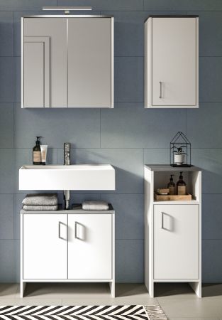 Badezimmer Hngeschrank Angeles in wei und Rauchsilber grau Badschrank 32 x 60 cm