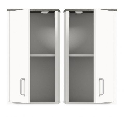 Badezimmer Hngeschrank Angeles in wei und Rauchsilber grau Badschrank 32 x 60 cm