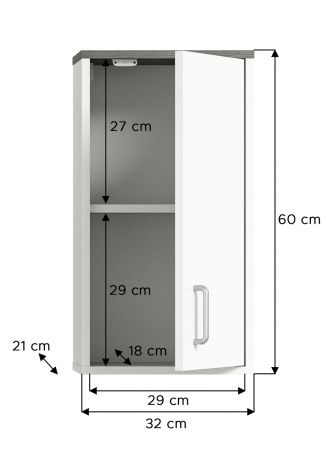 Badezimmer Hngeschrank Angeles in wei und Rauchsilber grau Badschrank 32 x 60 cm