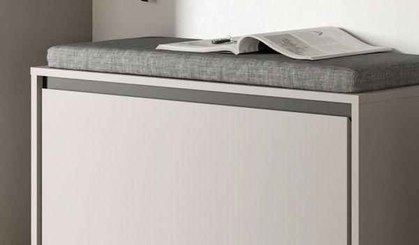 Garderobe Sitzbank Malik in grau und schwarz Flur Garderobenbank 85 x 45 cm, Soft-Close