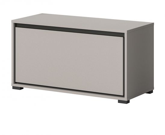 Garderobe Sitzbank Malik in grau und schwarz Flur Garderobenbank 85 x 45 cm, Soft-Close