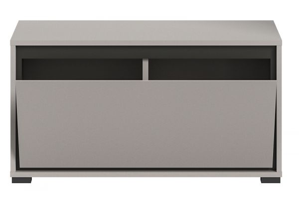 Garderobe Sitzbank Malik in grau und schwarz Flur Garderobenbank 85 x 45 cm, Soft-Close