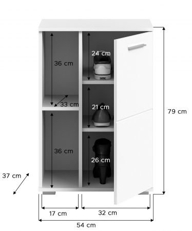 Schuhschrank Prego in wei Hochglanz Flurkommode 55 x 79 cm