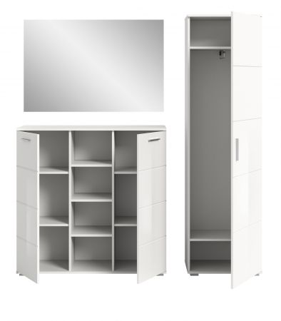 Garderobe Set 3-teilig Grazie in wei Hochglanz Garderobenkombination 180 x 191 cm